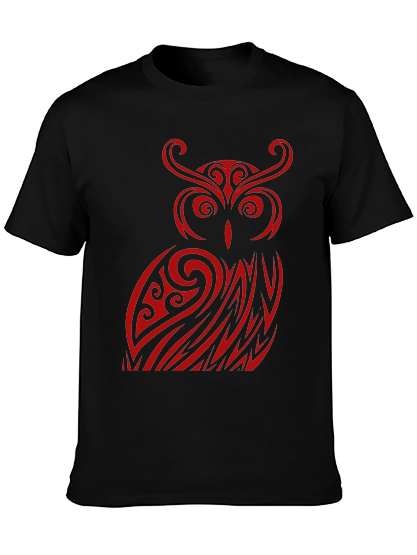 Owl Tribal Design Black T-Shirt