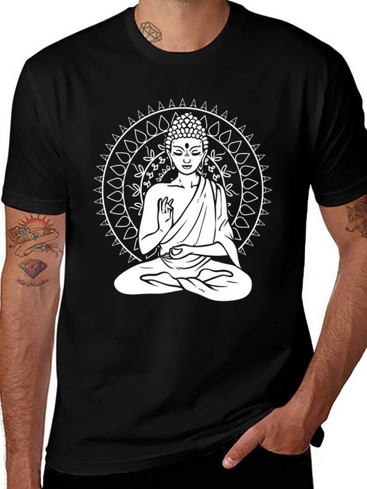 Buddha Mandala Graphic Tee - Black