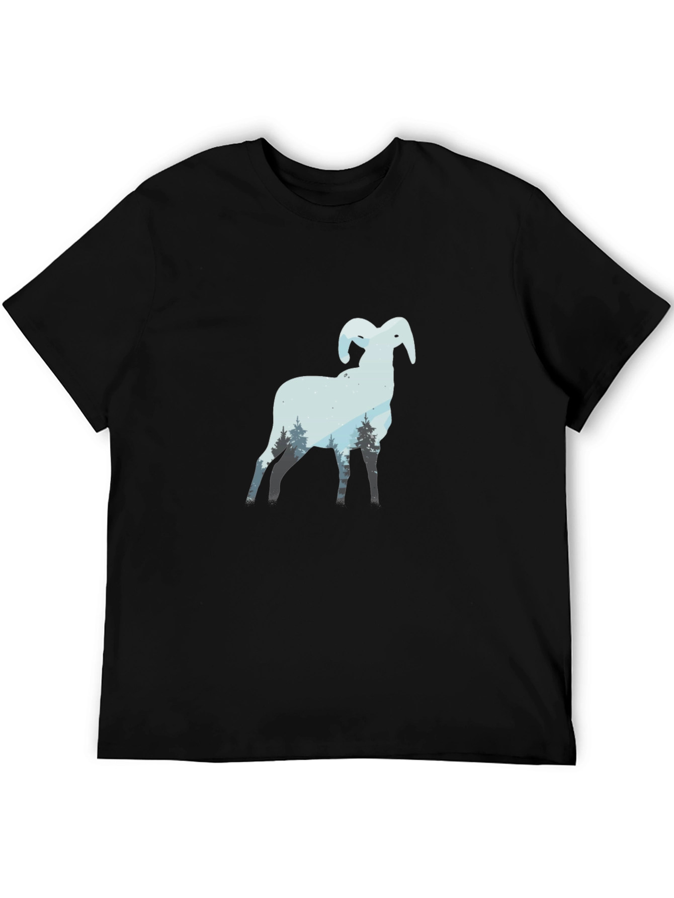 Ram Mountain Scene Black T-Shirt