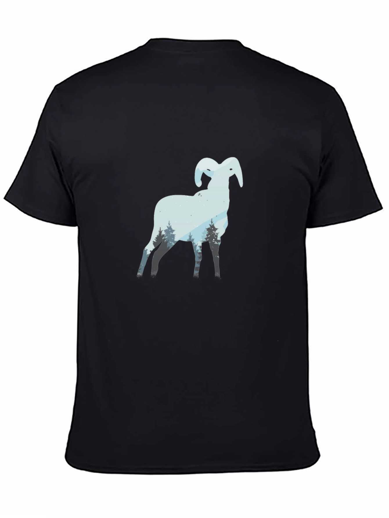 Ram Mountain Scene Black T-Shirt