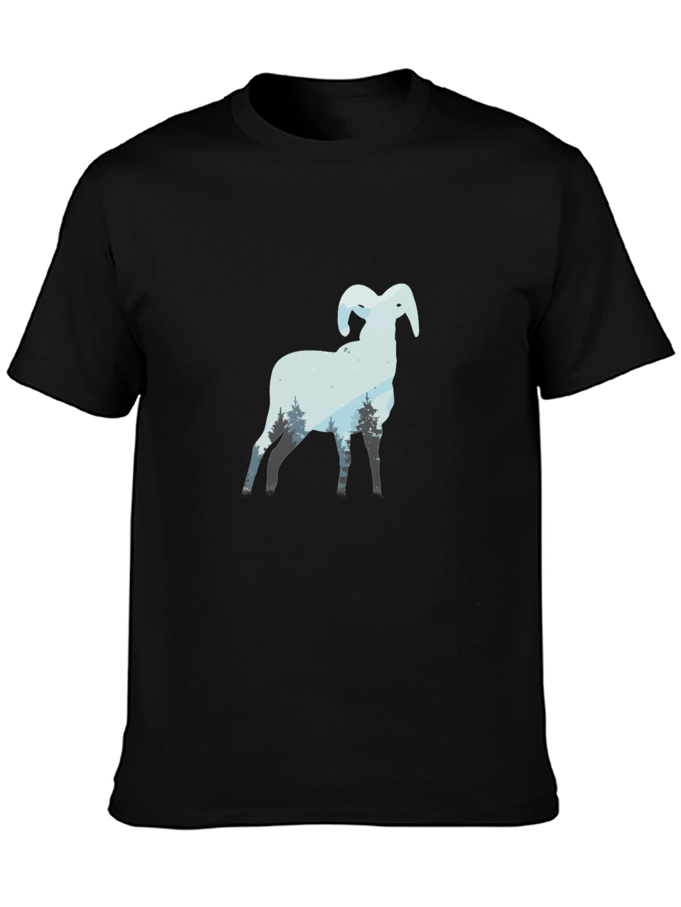 Ram Mountain Scene Black T-Shirt