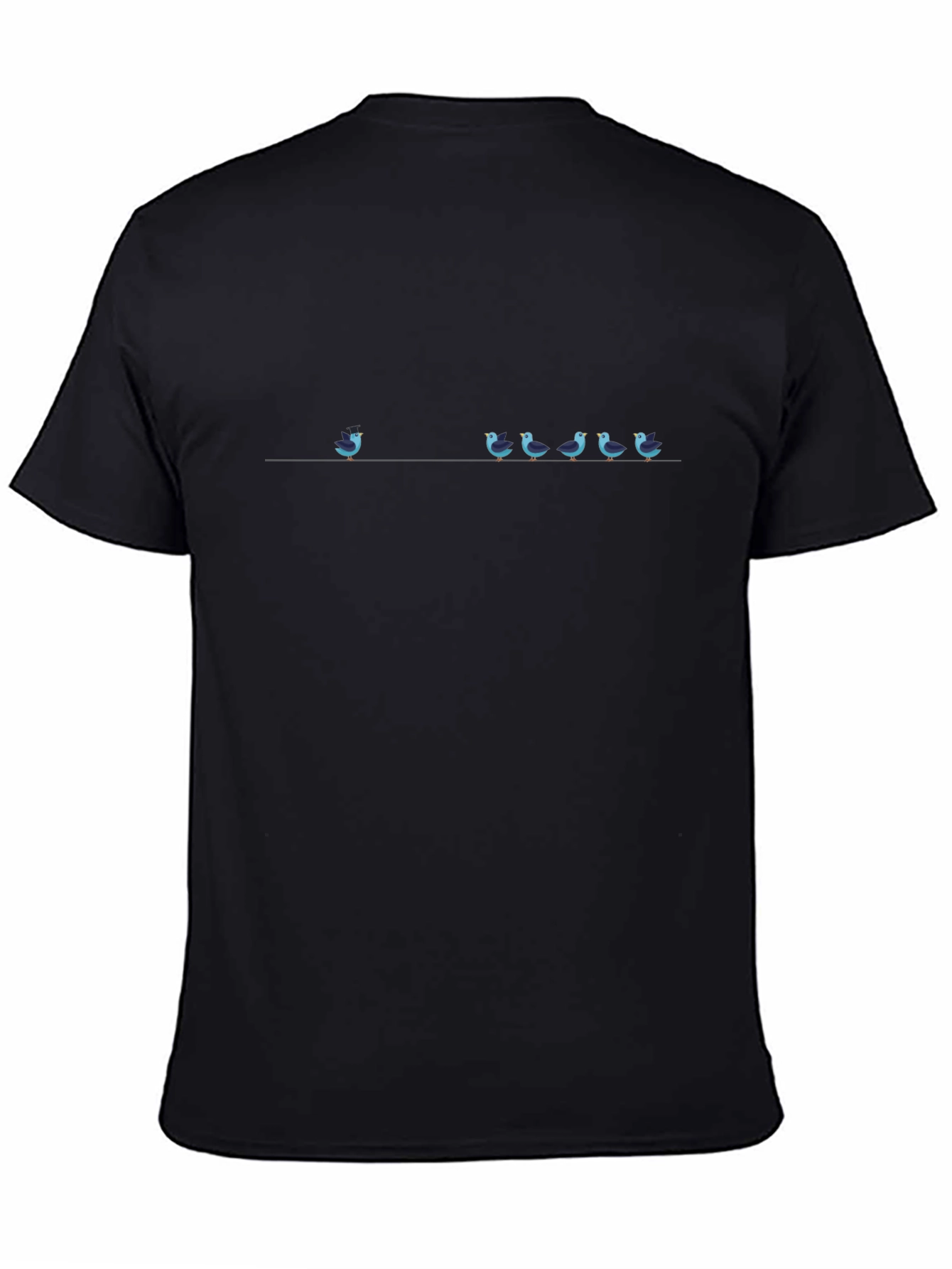 Unique Bird on a Wire Graphic Tee - Black