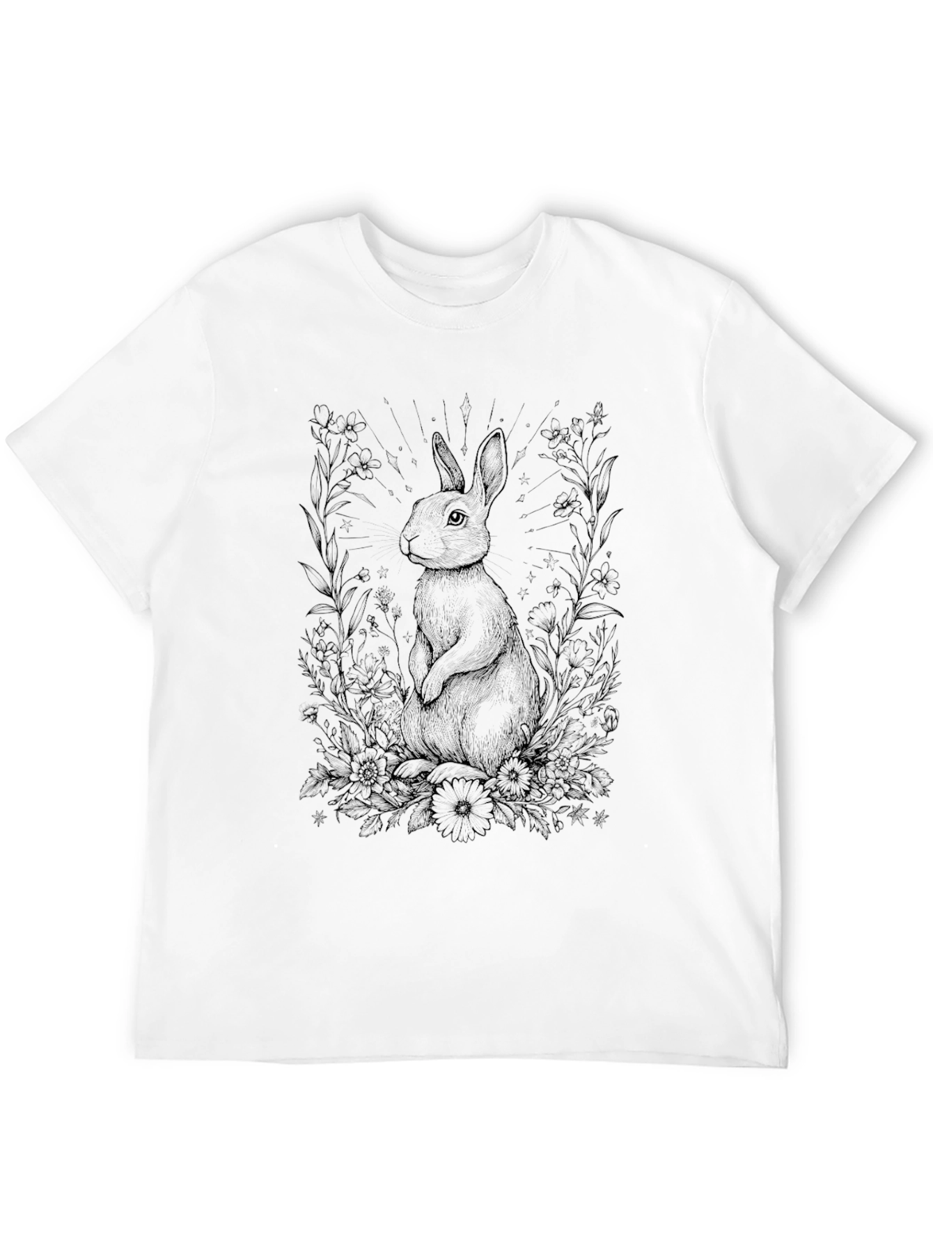 Rabbit Floral T-Shirt - Nature Inspired Graphic Tee