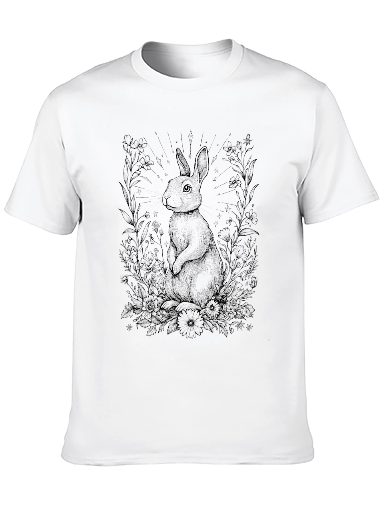 Rabbit Floral T-Shirt - Nature Inspired Graphic Tee