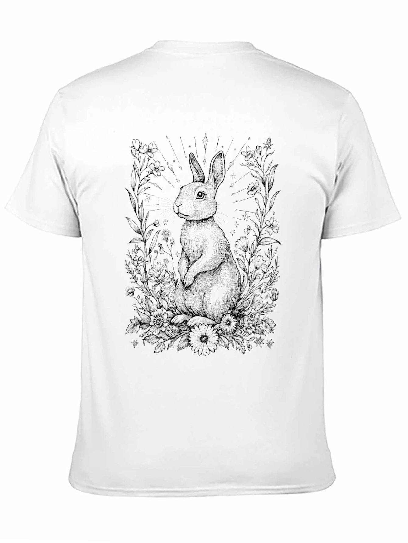 Rabbit Floral T-Shirt - Nature Inspired Graphic Tee