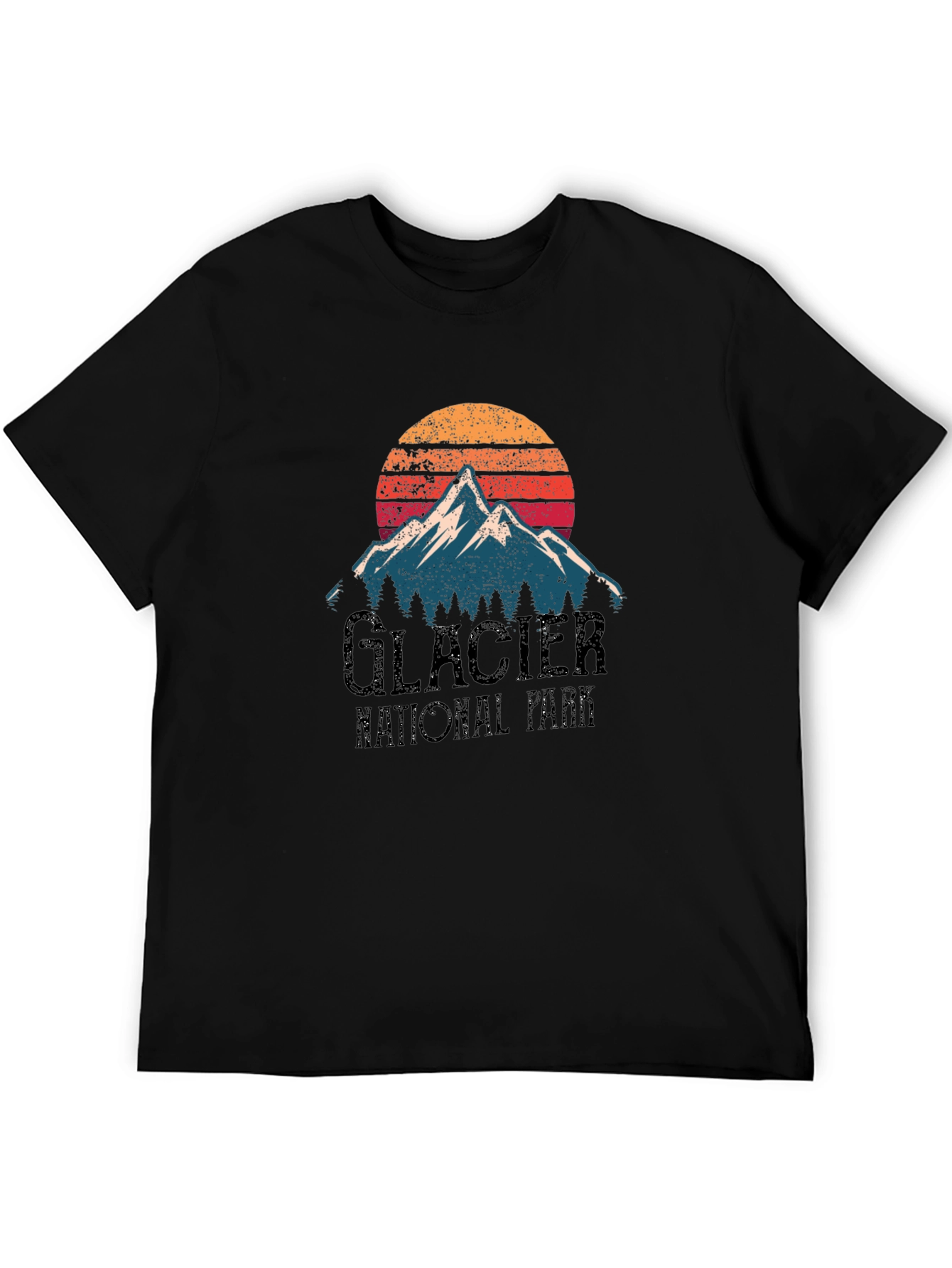 Glacier National Park Graphic Tee - Mountain Sunset Design