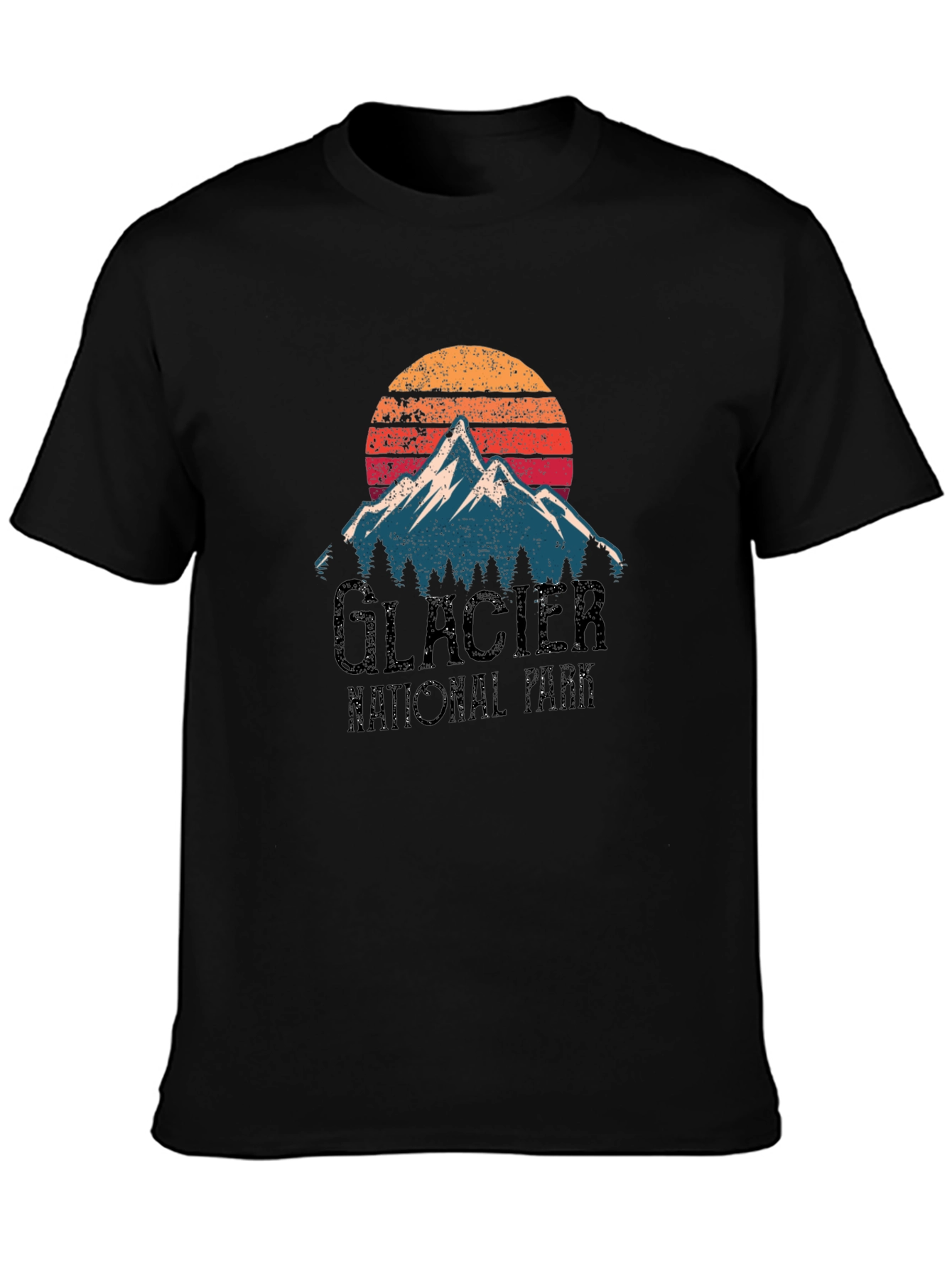 Glacier National Park Graphic Tee - Mountain Sunset Design
