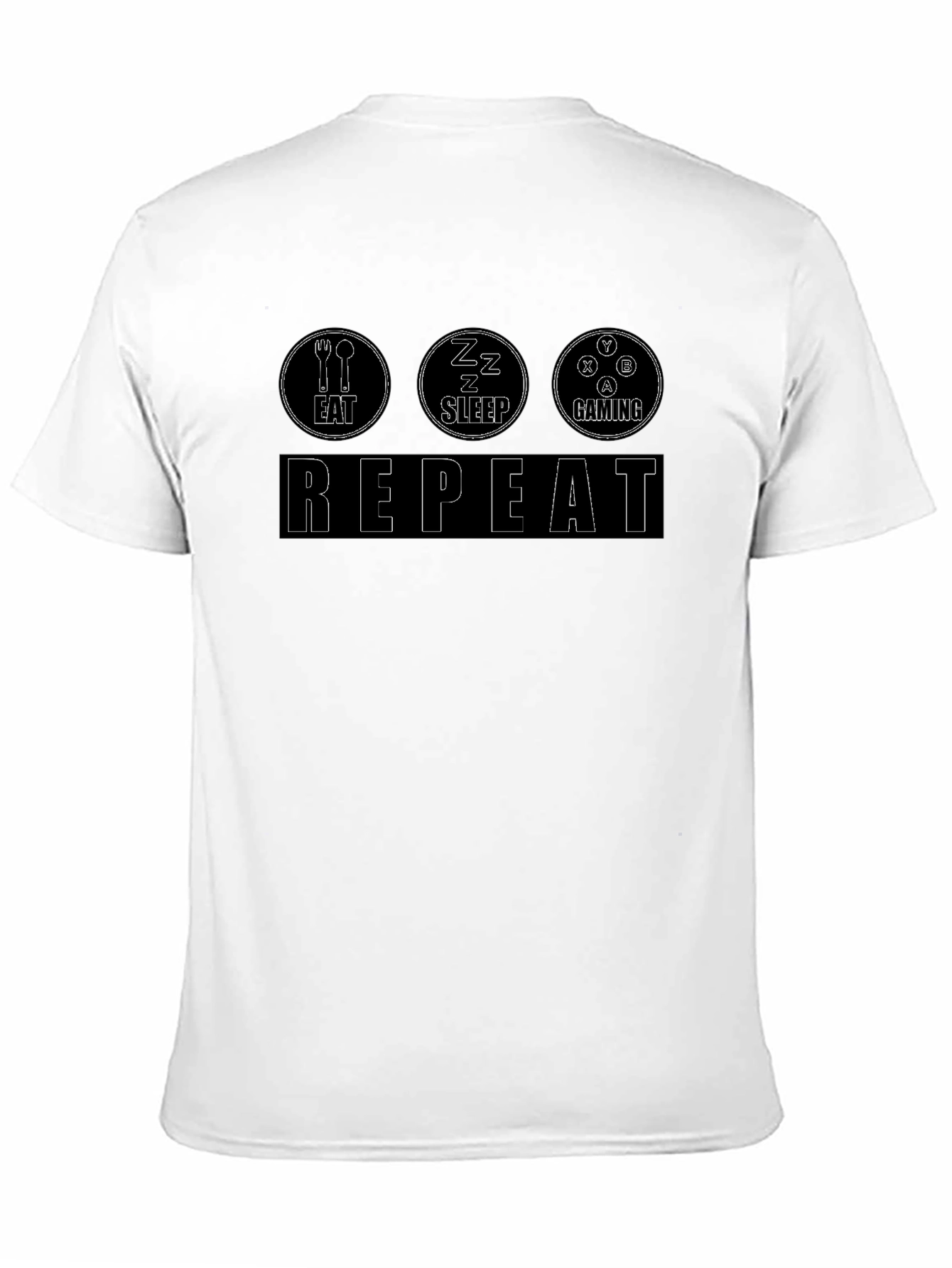 Eat Sleep Gaming Repeat Black T-Shirt