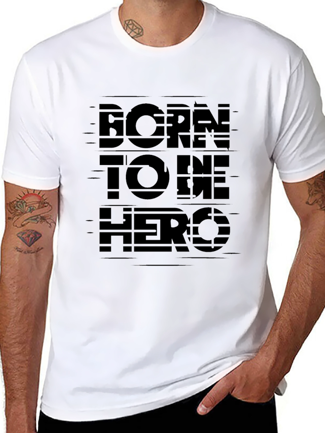 Born To Be Hero Black Graphic Tee