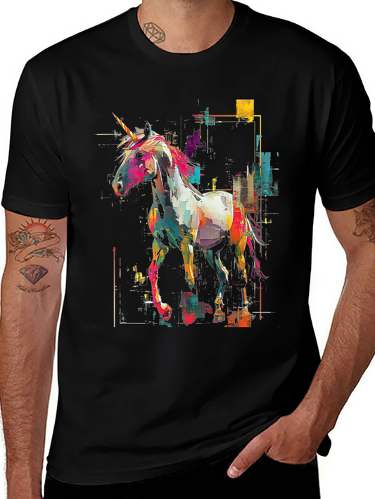 Unicorn Art Graphic Black Tee