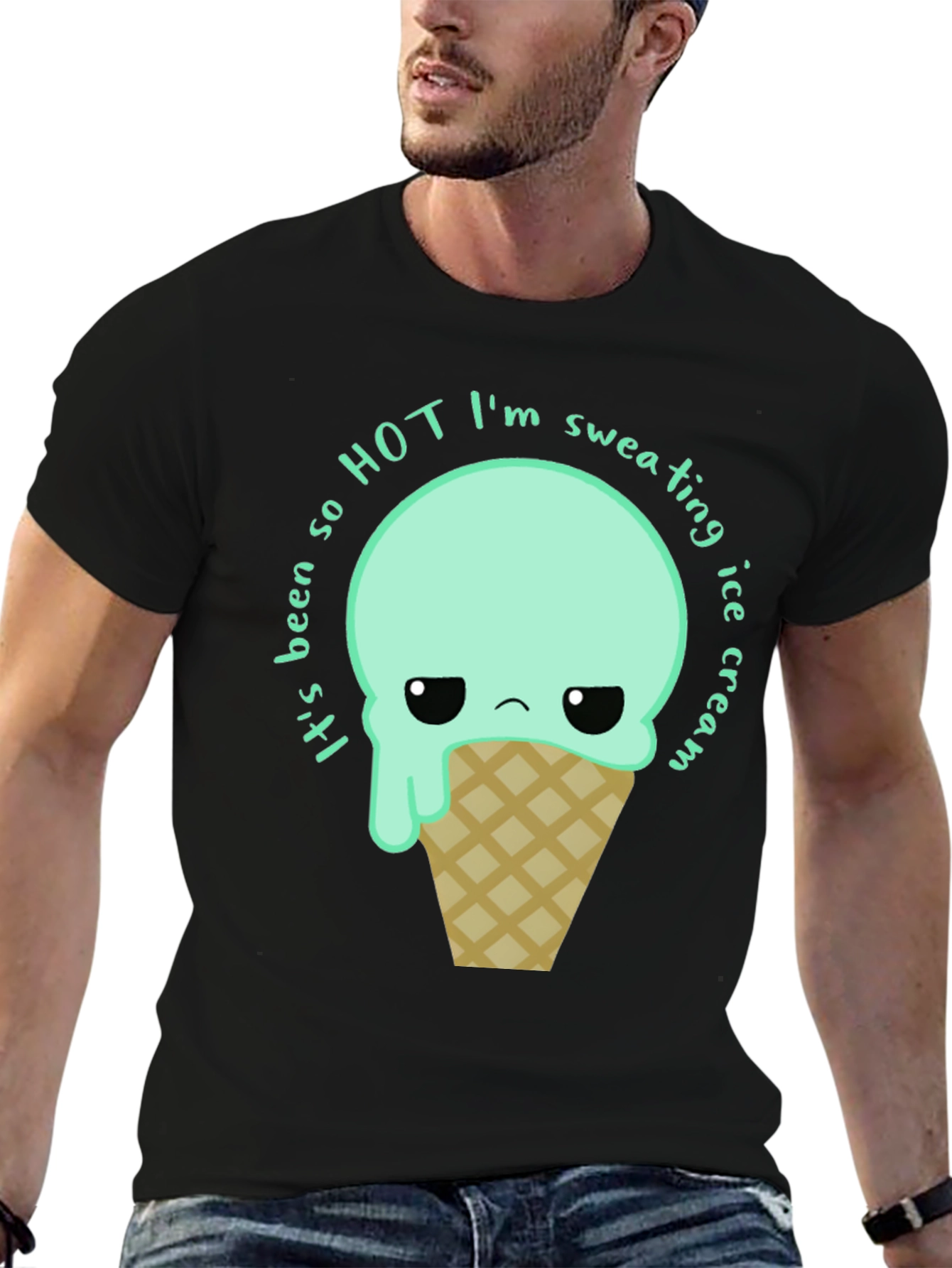 Funny Ice Cream Graphic Tee - Sweating So Hot!