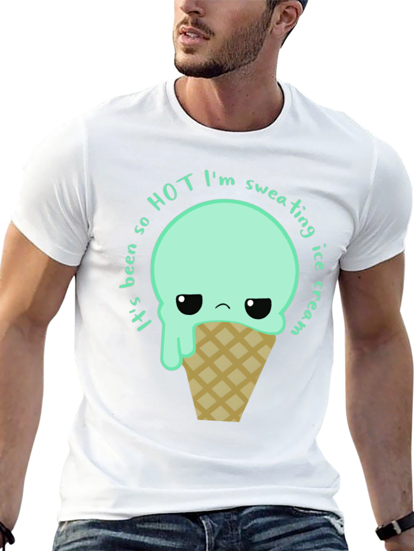 Funny Ice Cream Graphic Tee - Sweating So Hot!