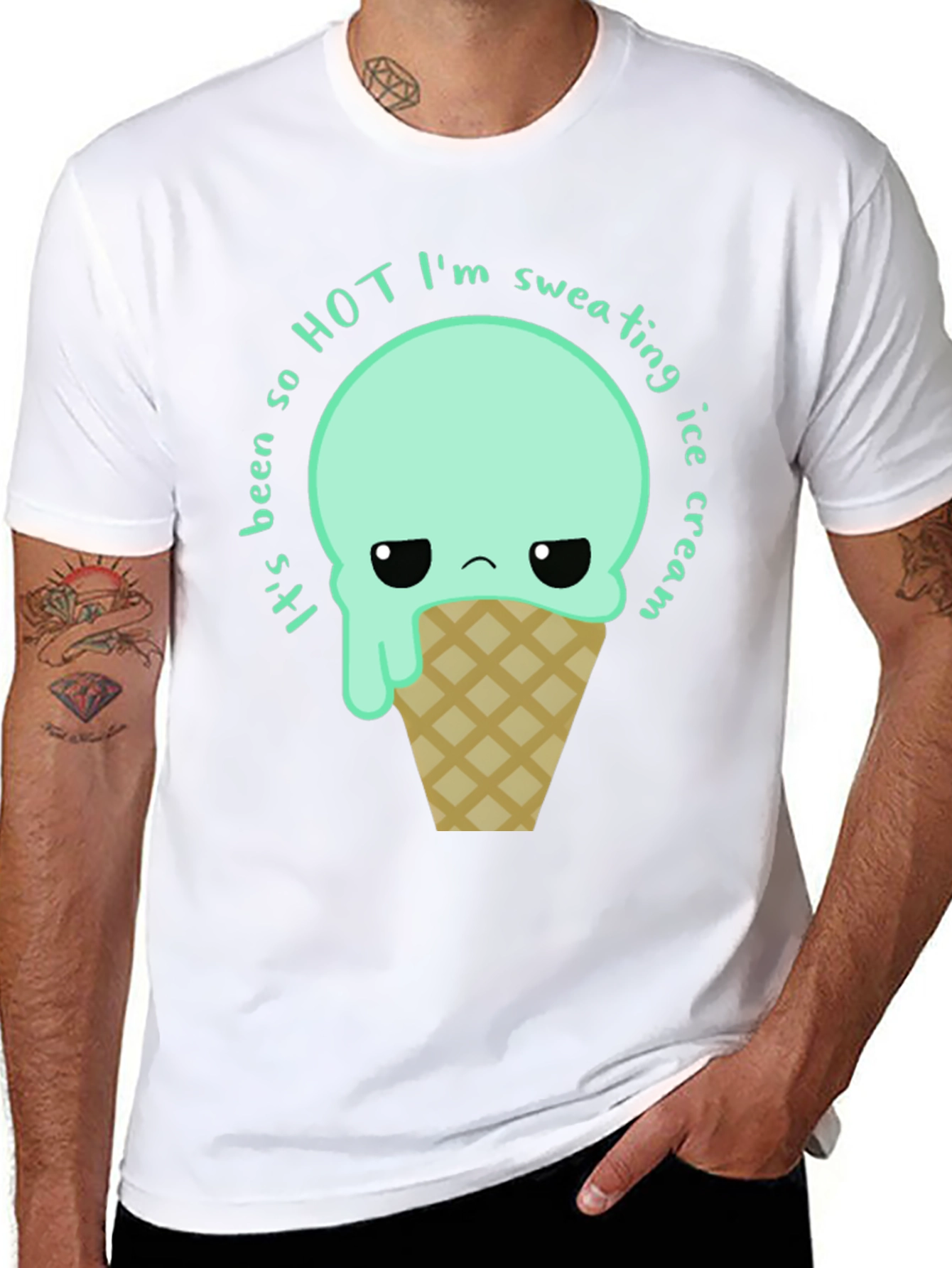 Funny Ice Cream Graphic Tee - Sweating So Hot!