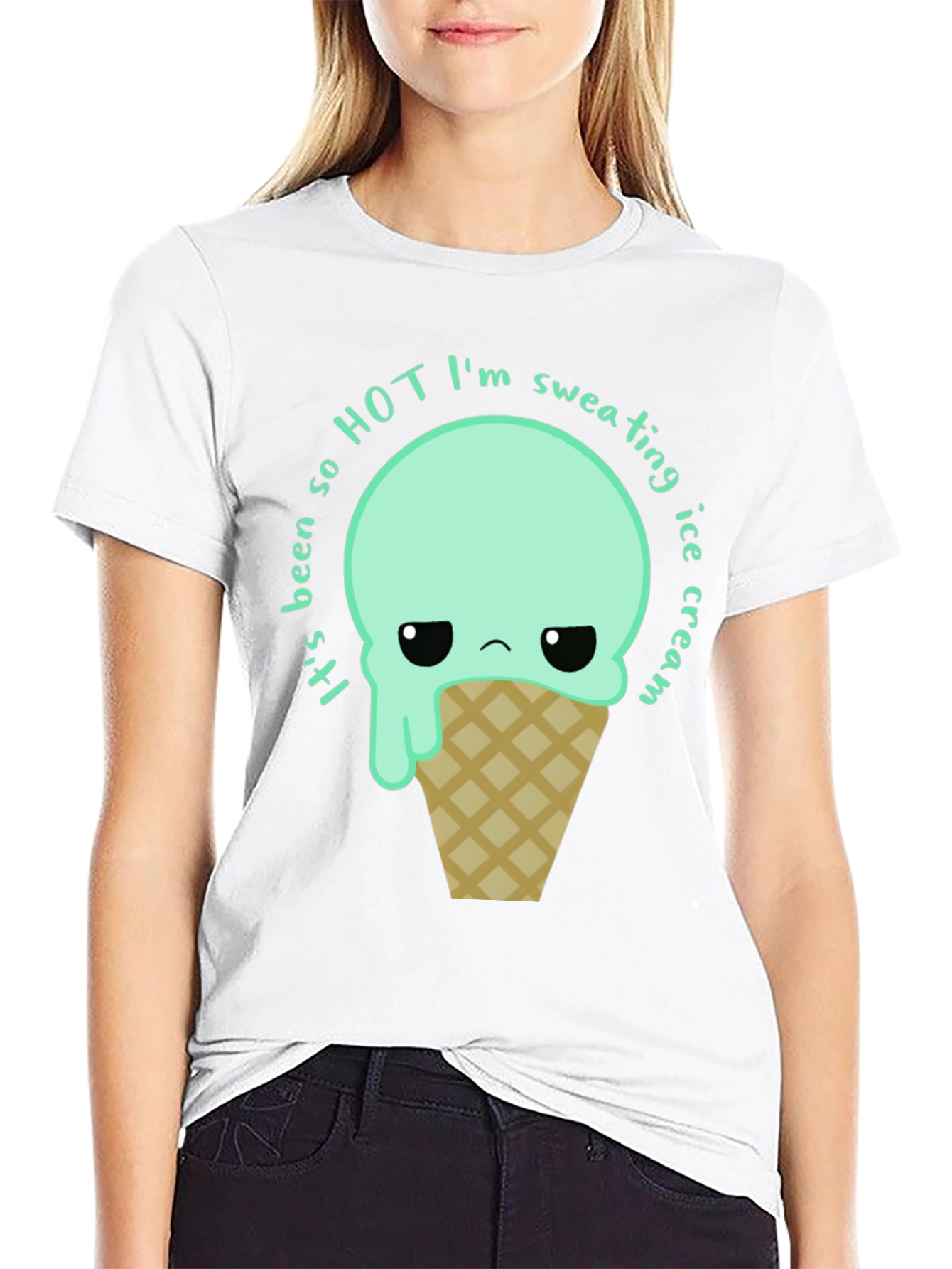Funny Ice Cream Graphic Tee - Sweating So Hot!