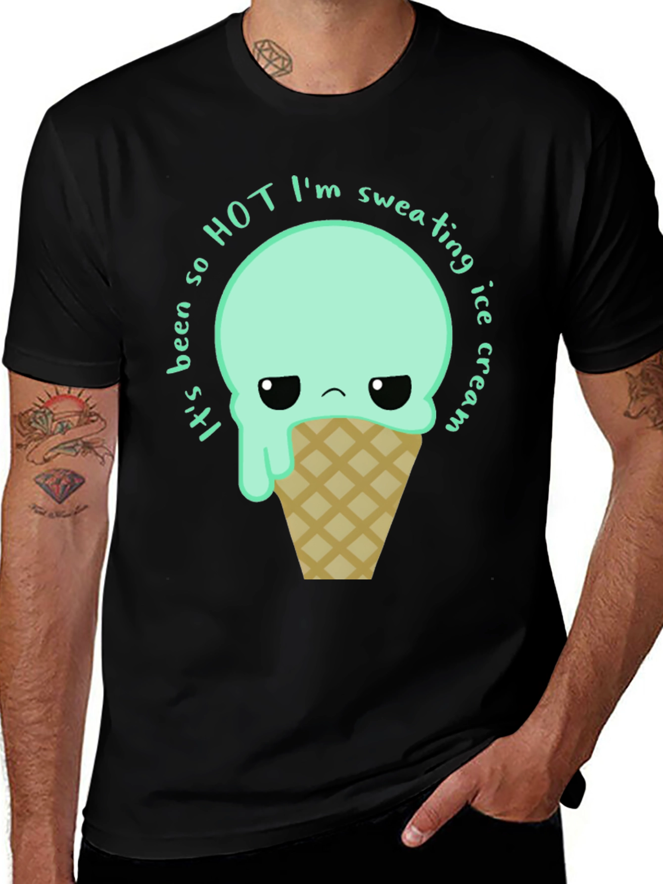 Funny Ice Cream Graphic Tee - Sweating So Hot!
