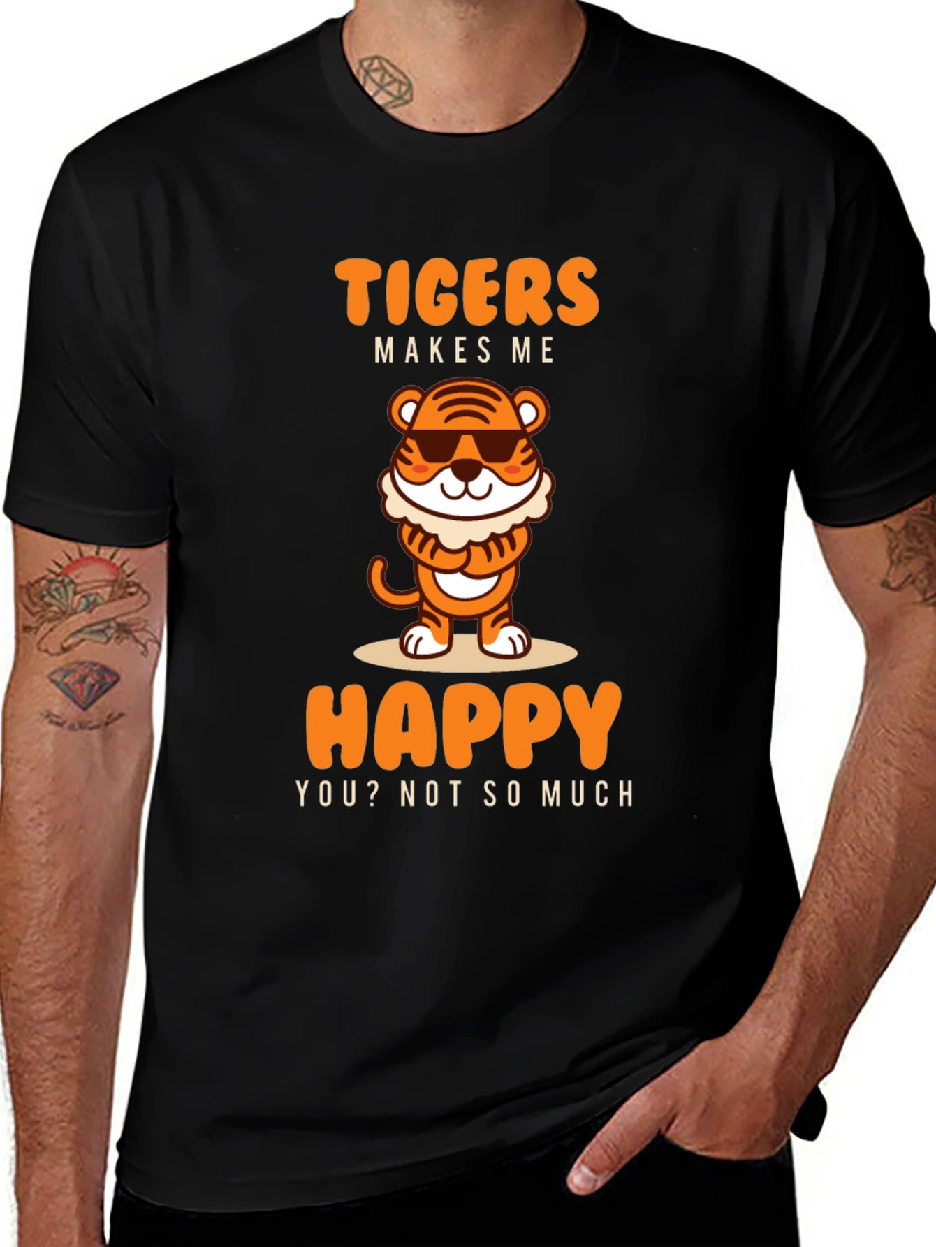 Funny Tigers Make Me Happy Graphic Tee