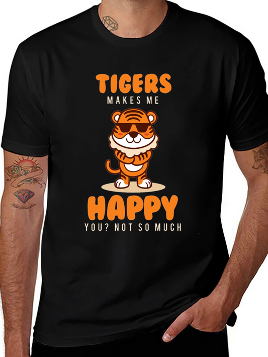Funny Tigers Make Me Happy Graphic Tee