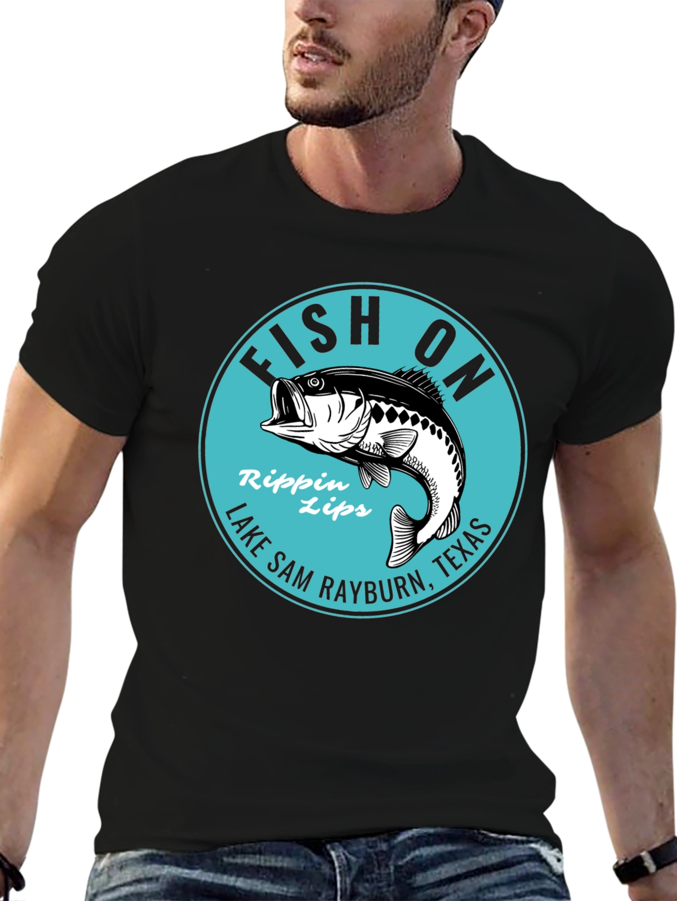 Fish On Rippin Lips Bass Fishing Graphic T-Shirt