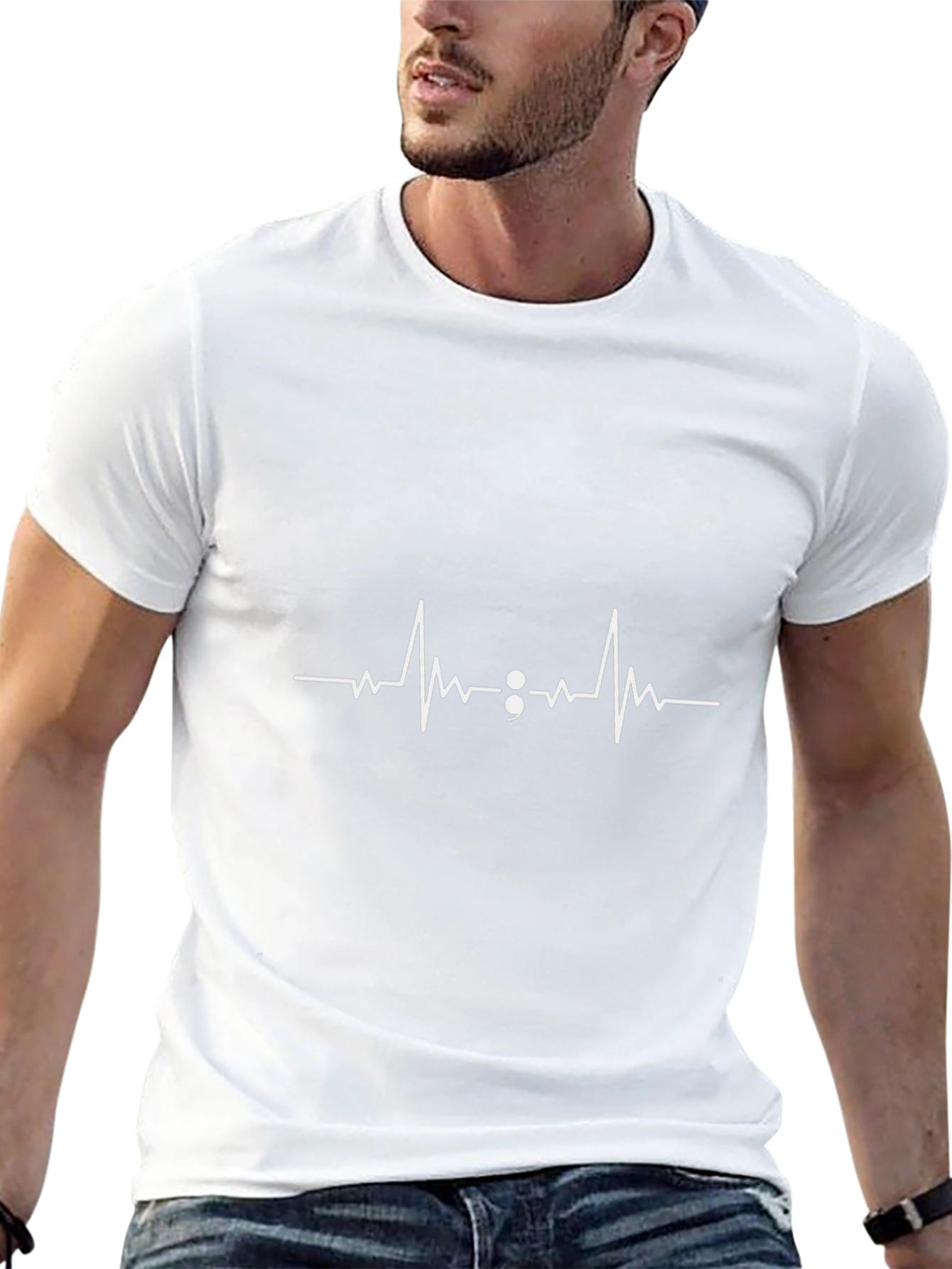 Semicolon Heartbeat Graphic Tee - Black