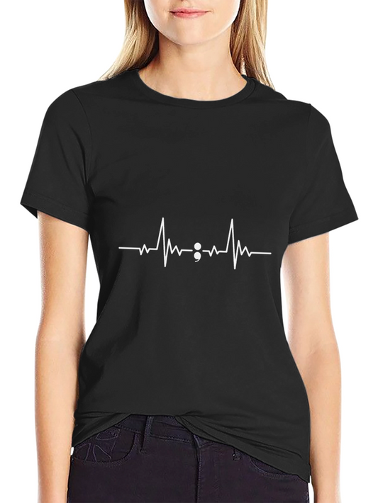 Semicolon Heartbeat Graphic Tee - Black