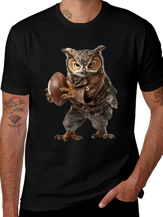 Owl Football Player Graphic T-Shirt
