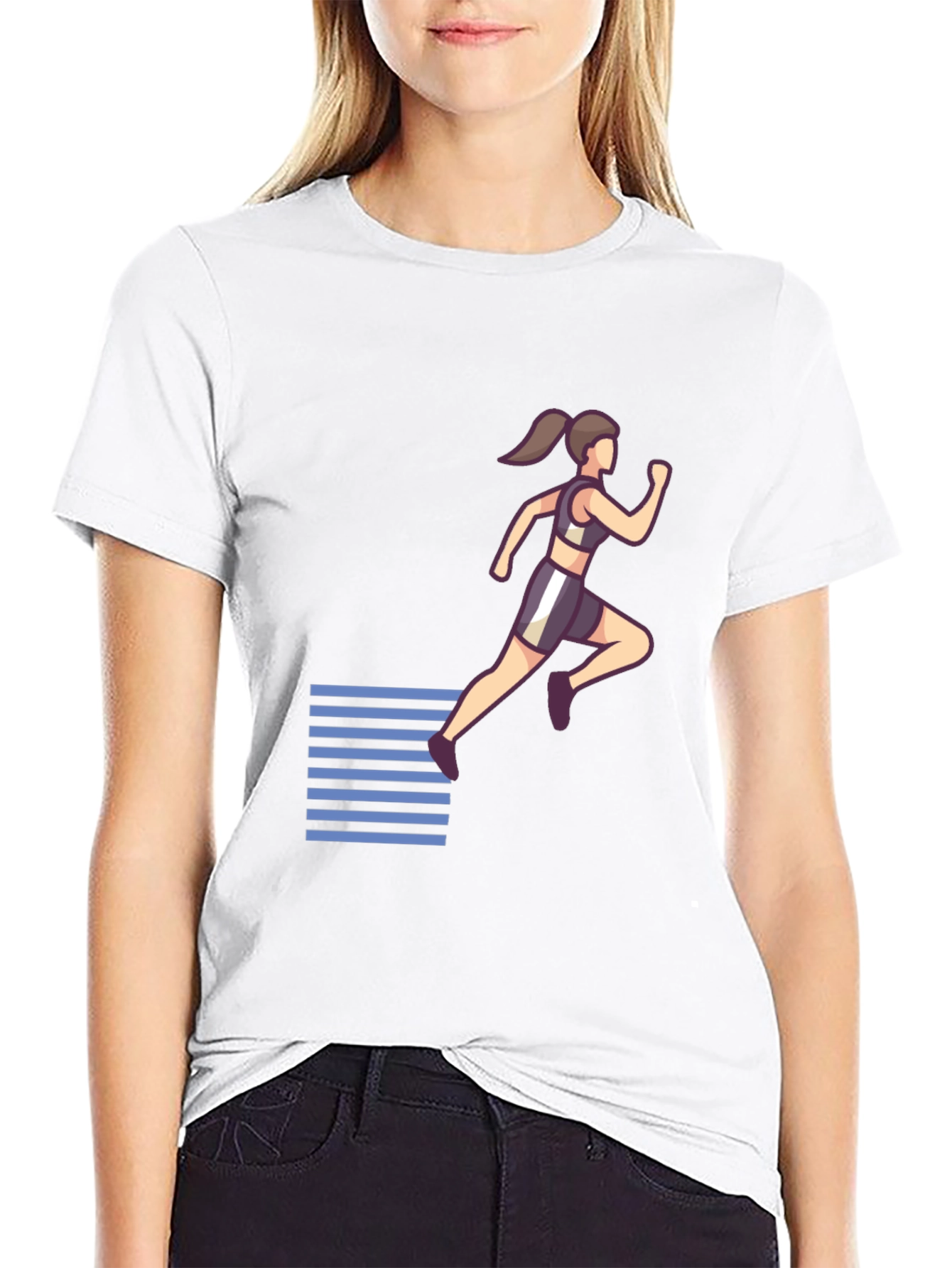 Womens Running Graphic Black T-Shirt