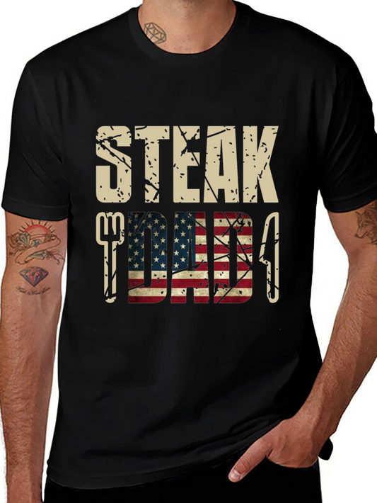 Steak Dad American Flag Graphic T-Shirt