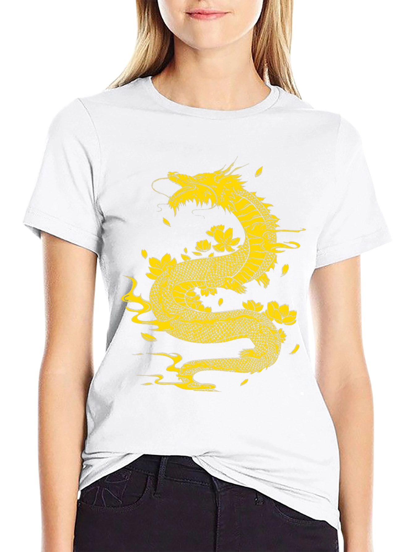 Dragon & Flowers Graphic T-Shirt