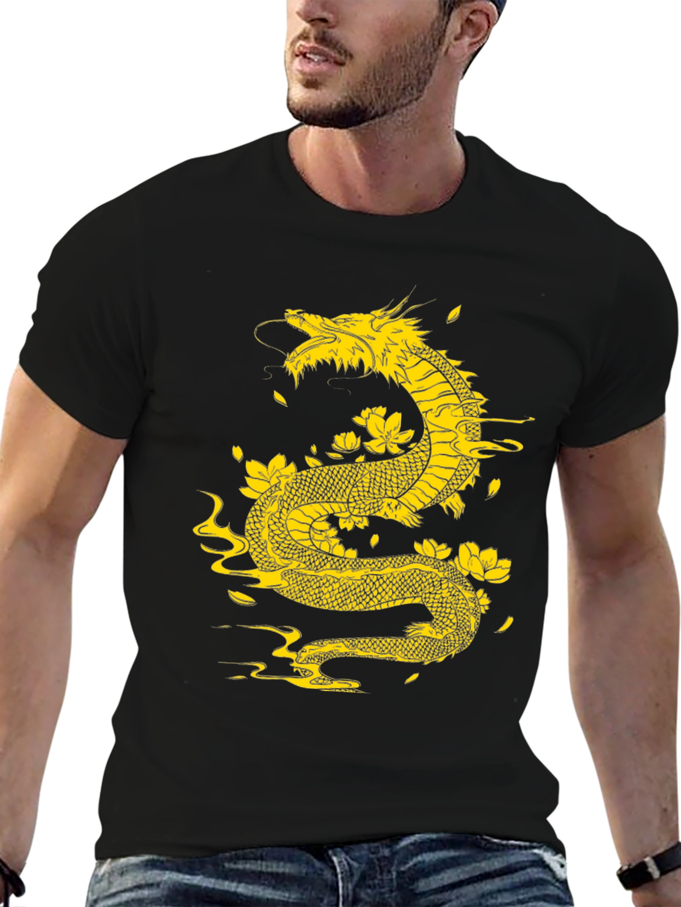 Dragon & Flowers Graphic T-Shirt