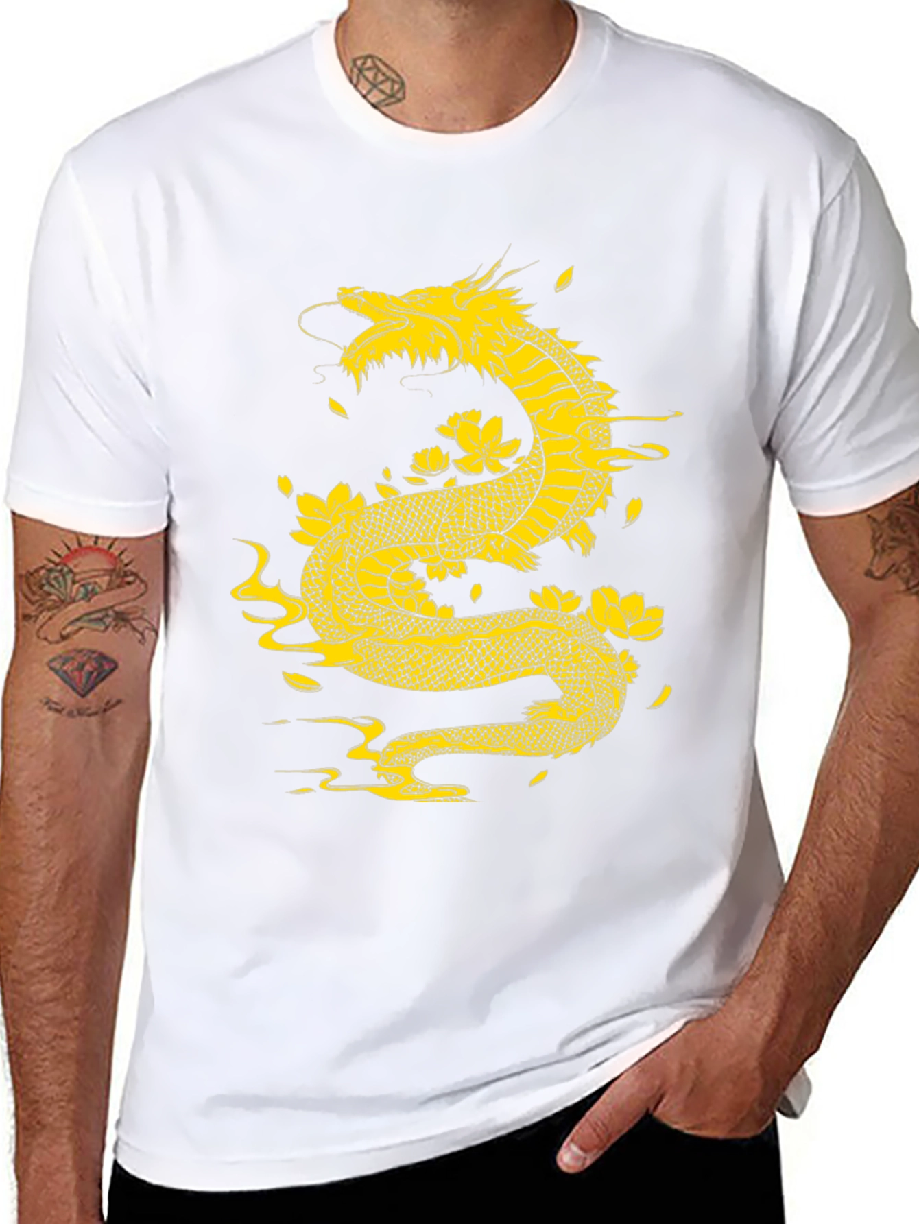 Dragon & Flowers Graphic T-Shirt