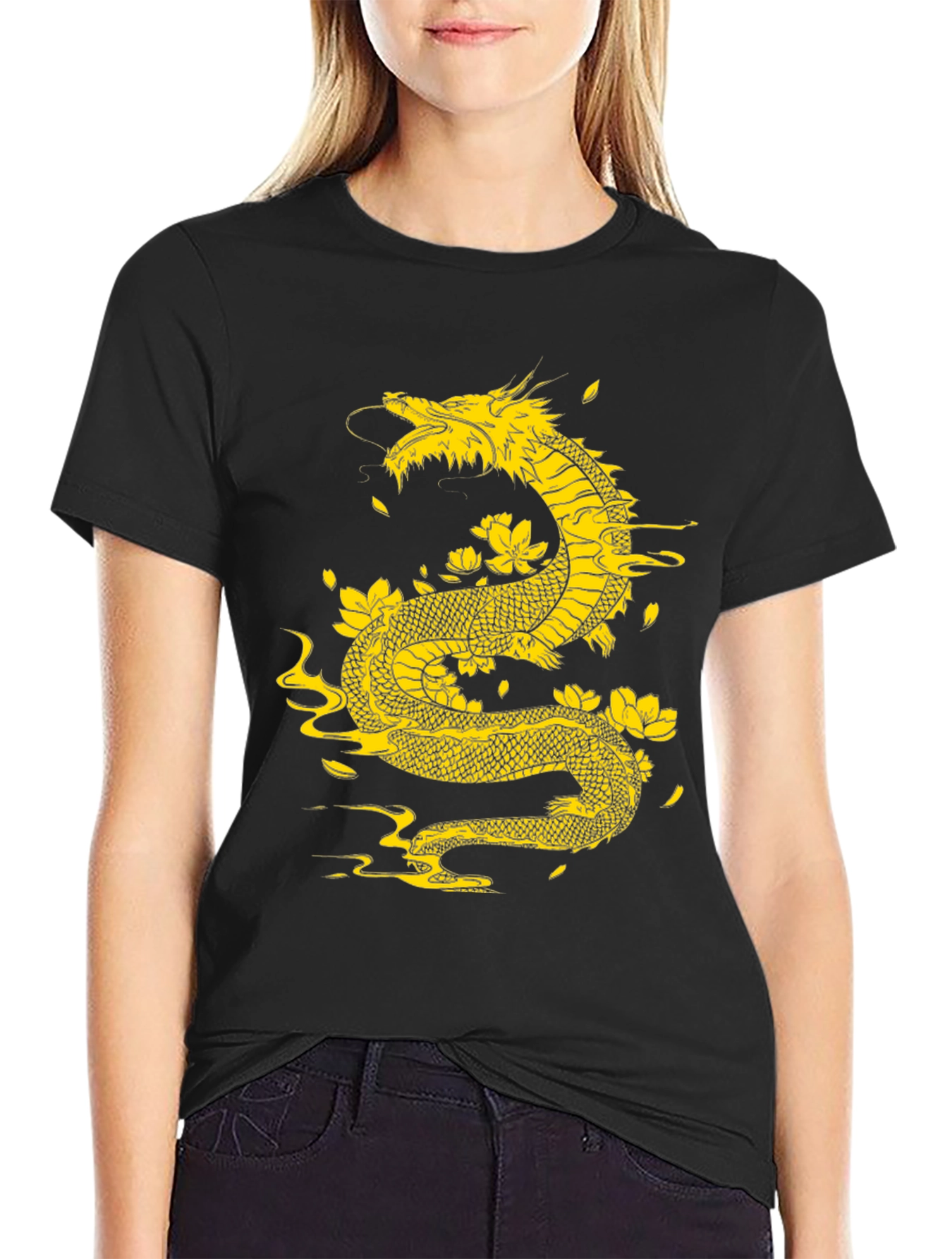 Dragon & Flowers Graphic T-Shirt
