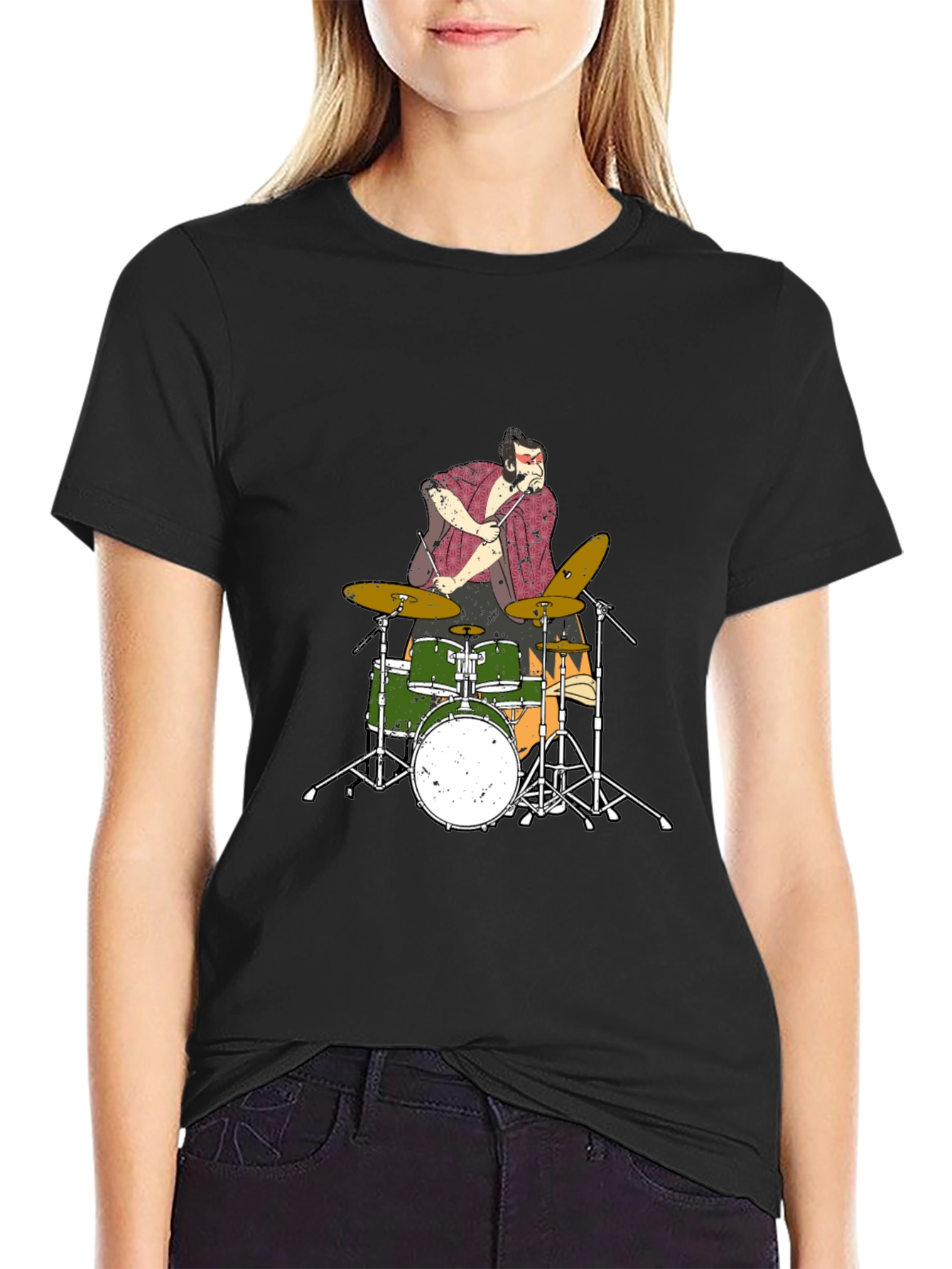 Drummer Graphic T-Shirt - Black Cotton Tee