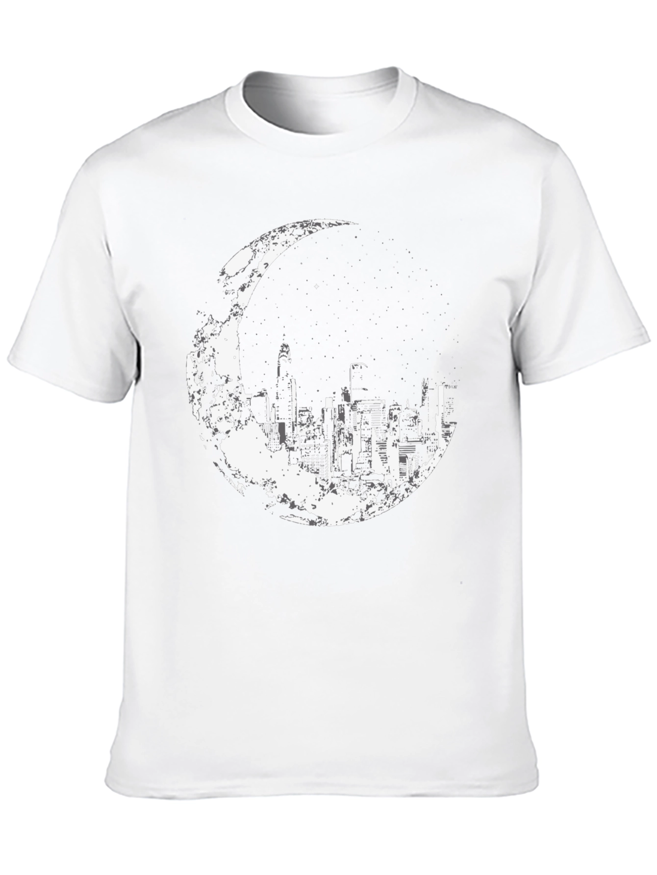 City Moon Graphic Tee - Stylish Black Cotton T-Shirt