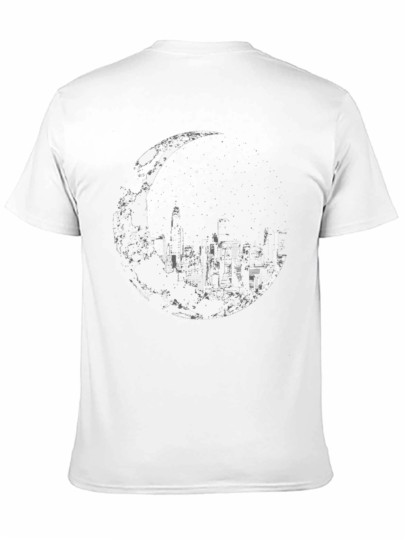 City Moon Graphic Tee - Stylish Black Cotton T-Shirt