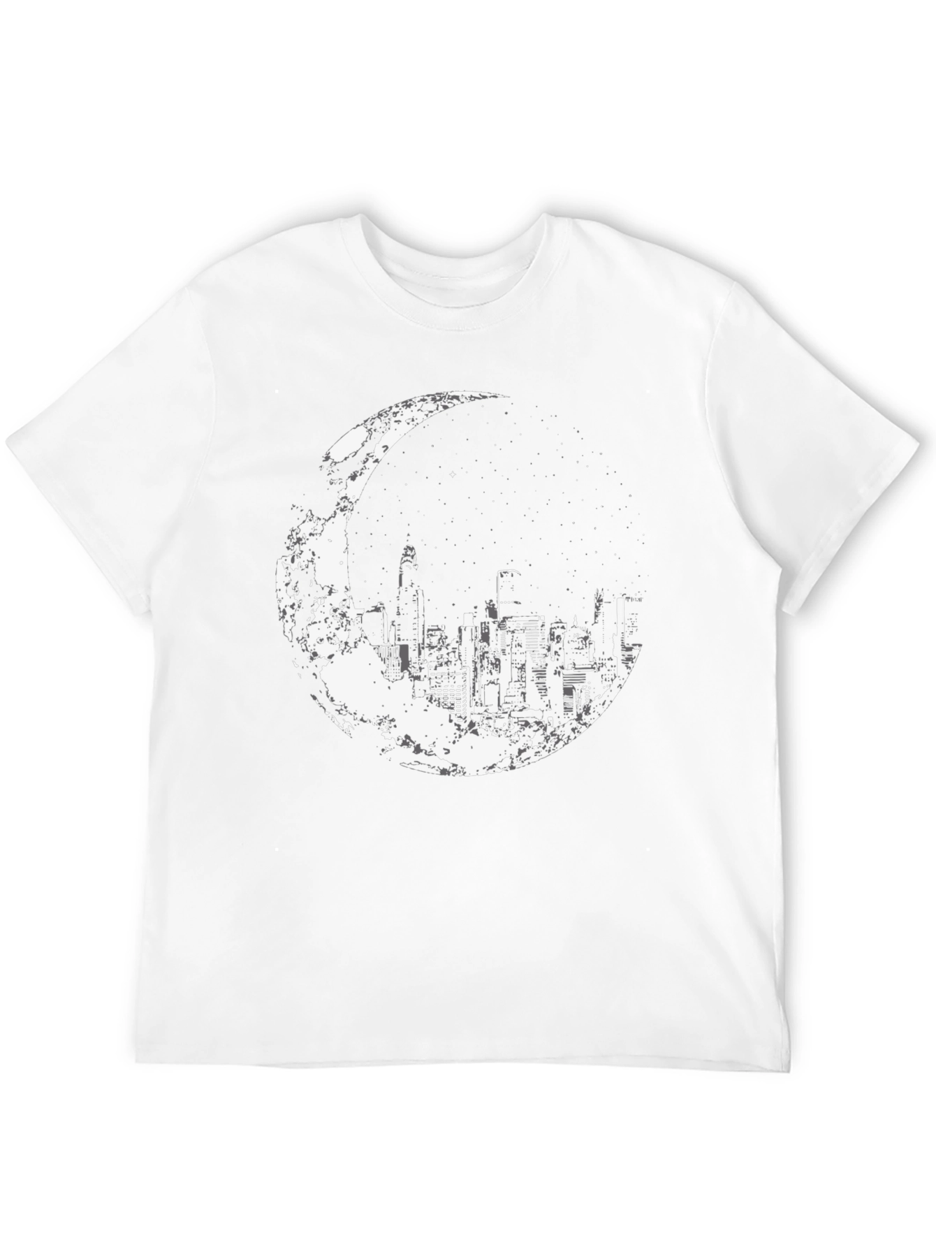 City Moon Graphic Tee - Stylish Black Cotton T-Shirt