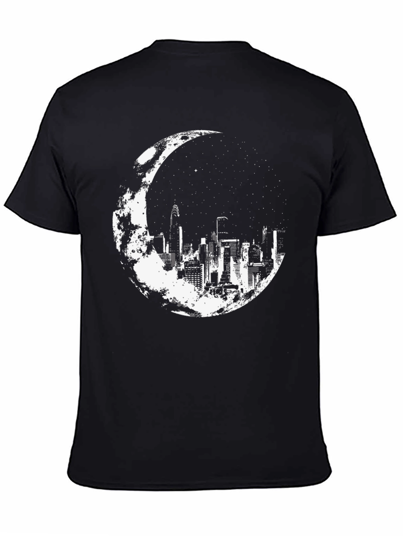 City Moon Graphic Tee - Stylish Black Cotton T-Shirt