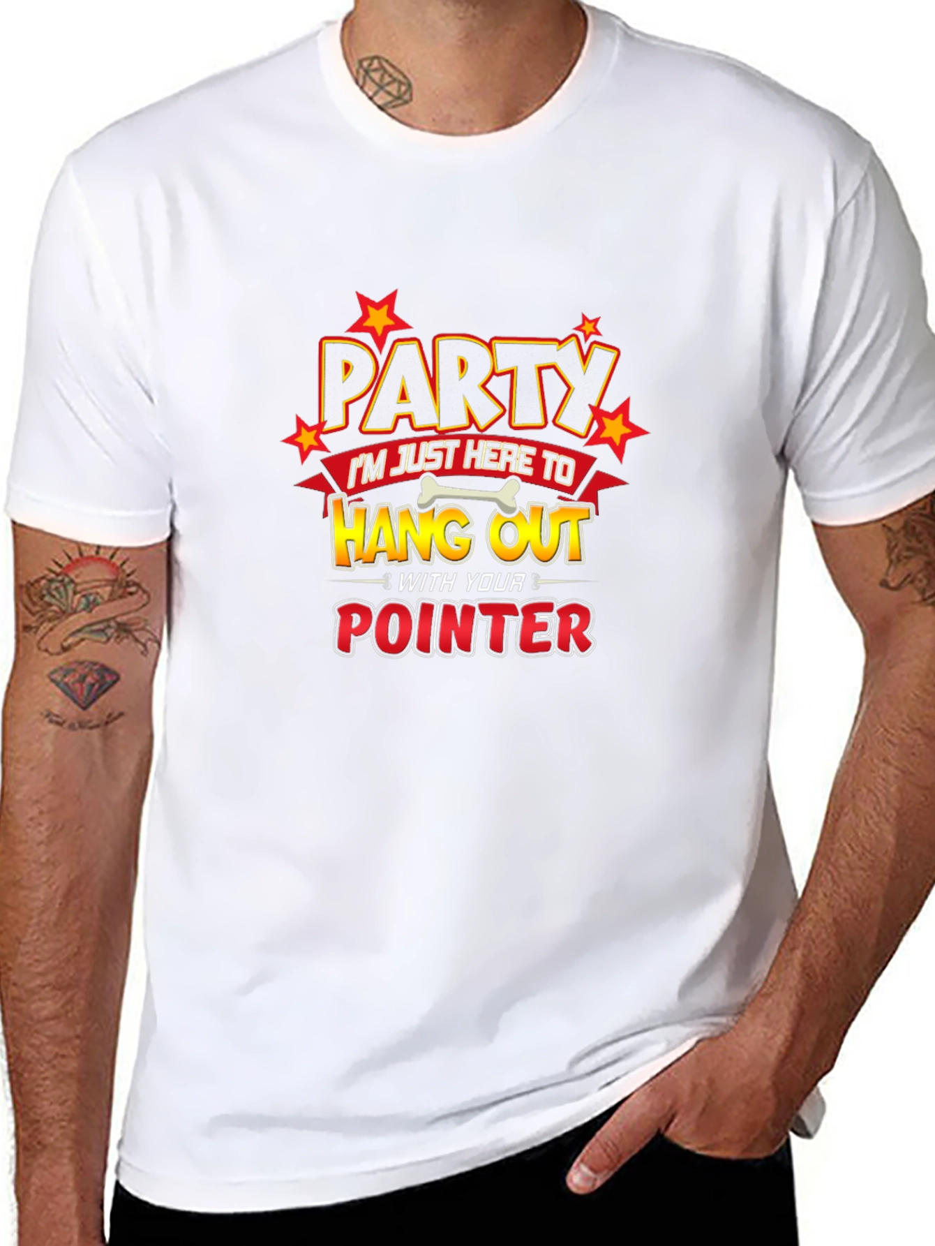 Party Pointer Dog Humor Graphic T-Shirt