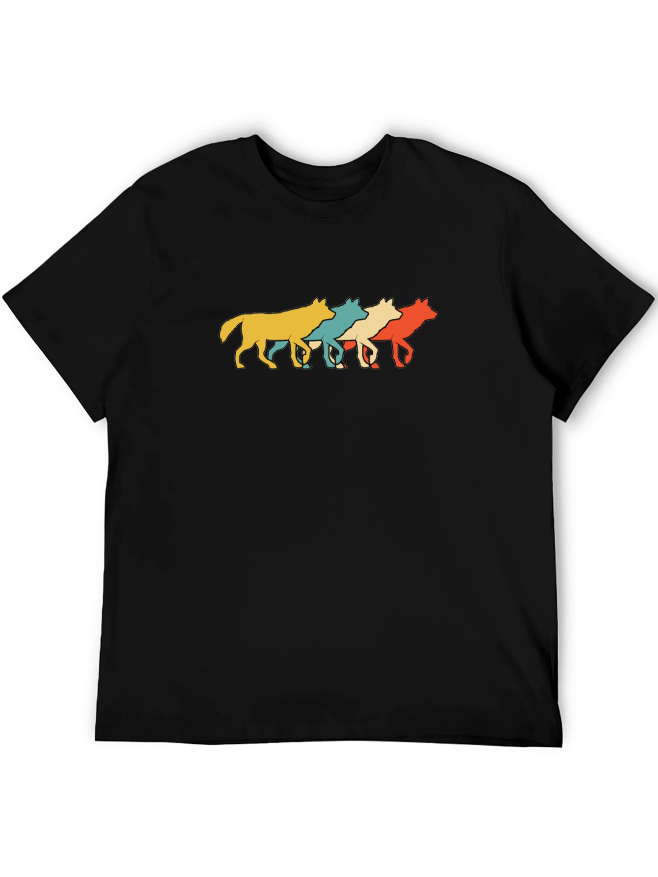 Retro Wolves Black T-Shirt