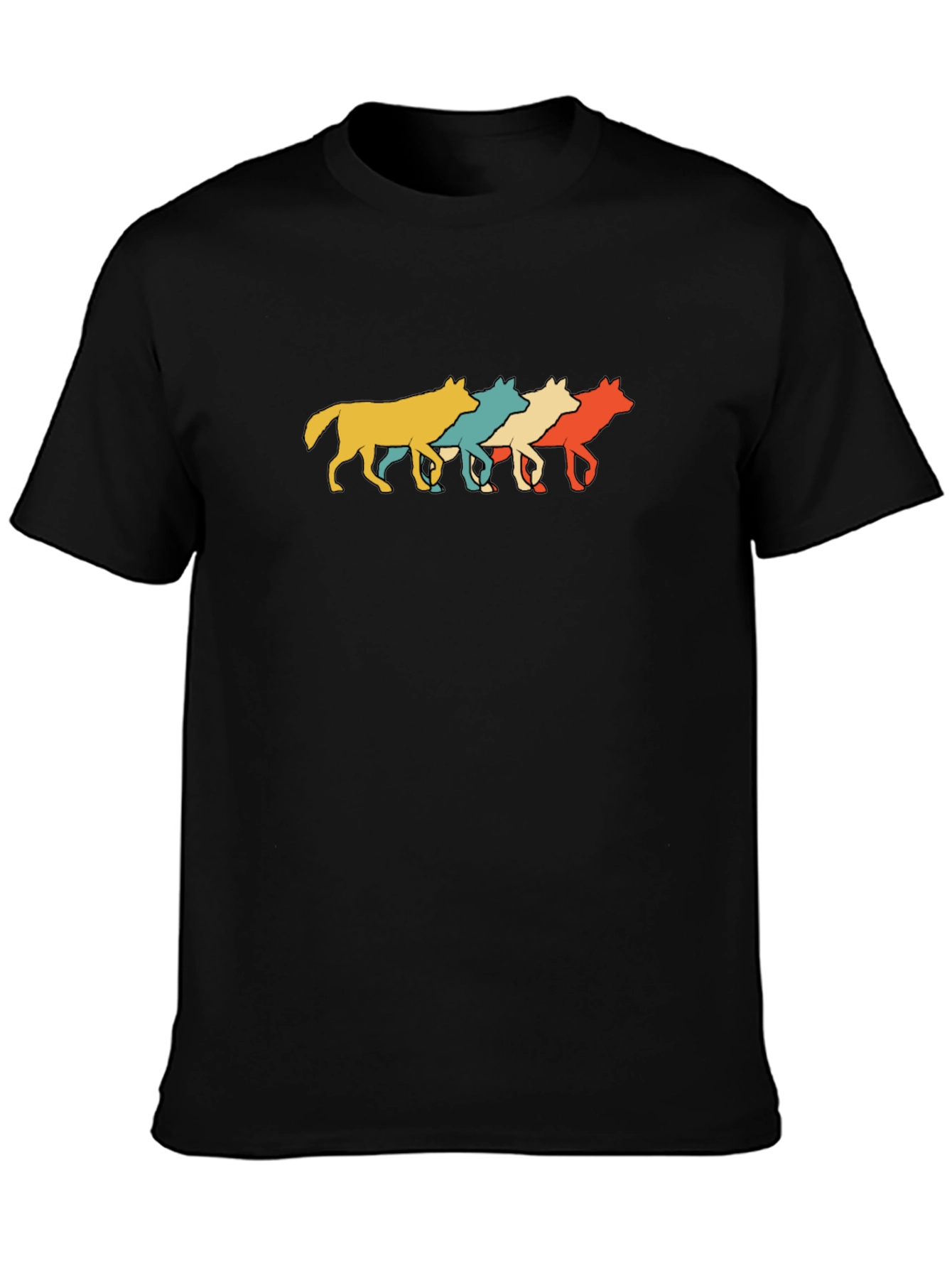 Retro Wolves Black T-Shirt