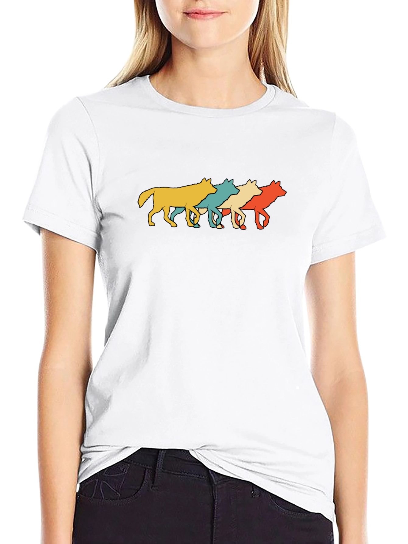 Retro Wolves Black T-Shirt