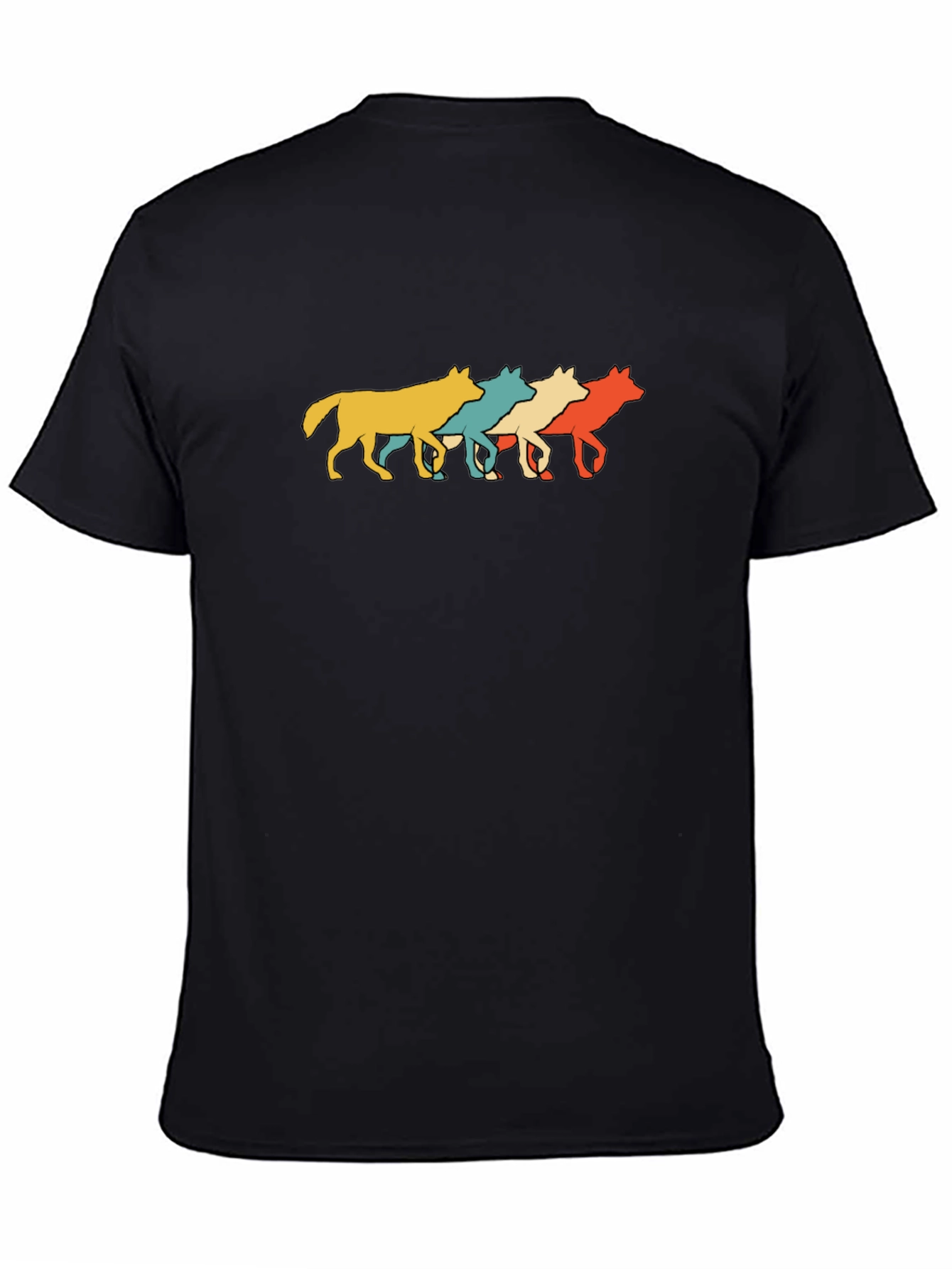 Retro Wolves Black T-Shirt