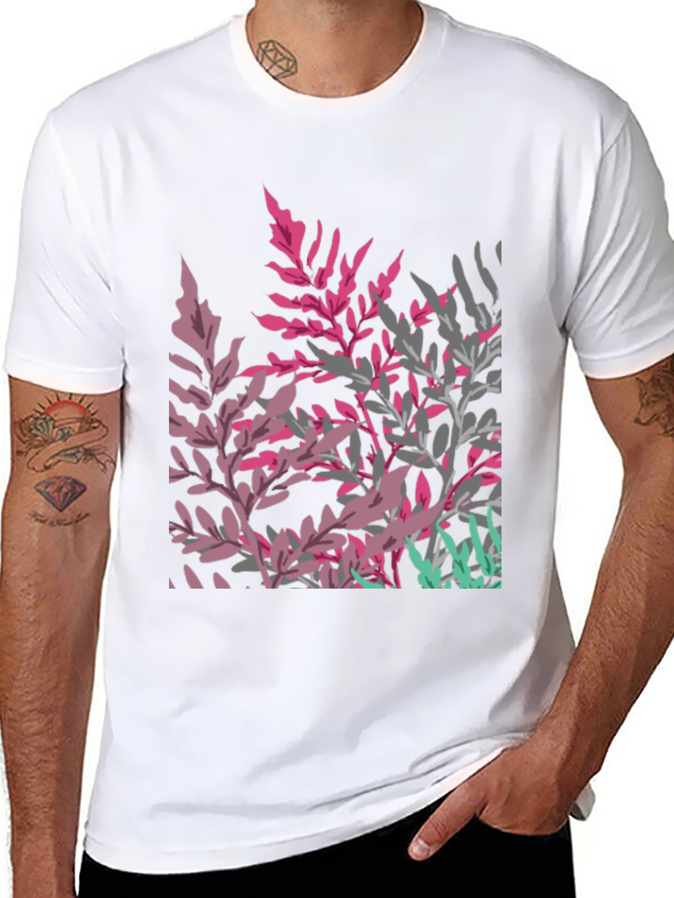 Floral Print Black T-Shirt for Men