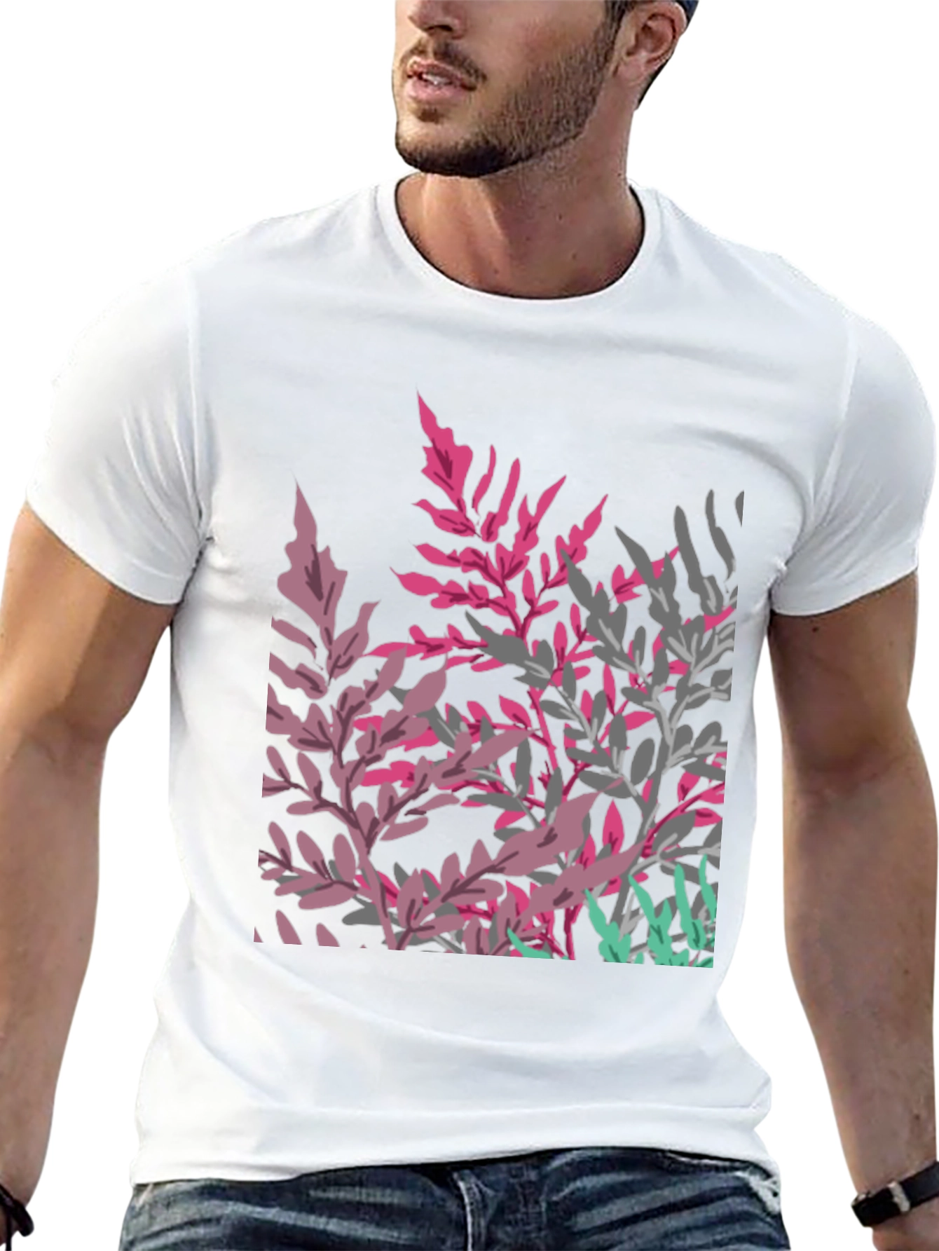 Floral Print Black T-Shirt for Men