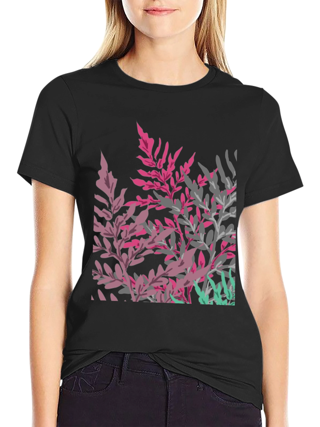 Floral Print Black T-Shirt for Men