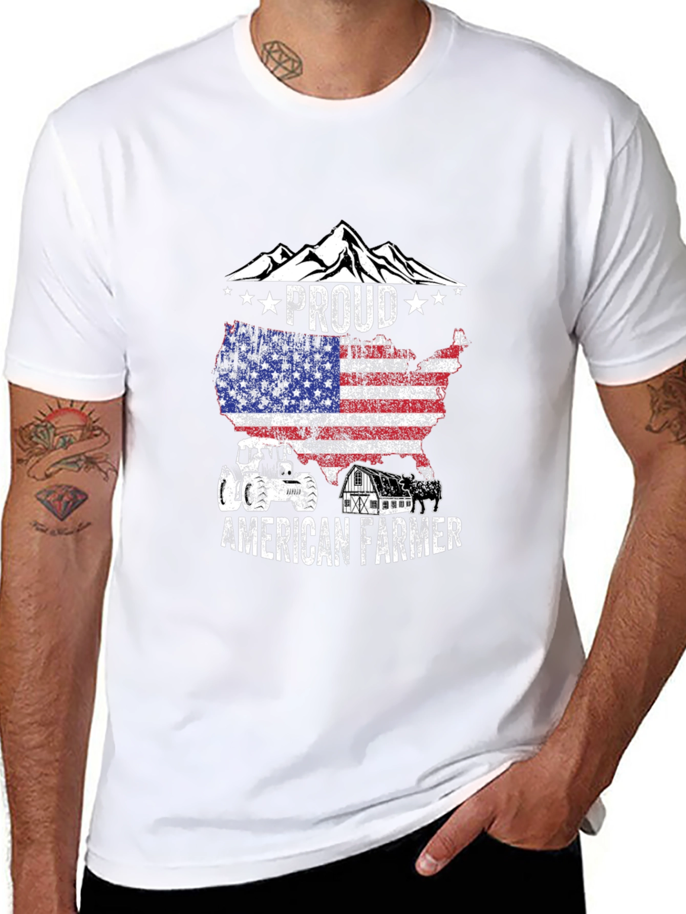 Proud American Farmer Graphic T-Shirt