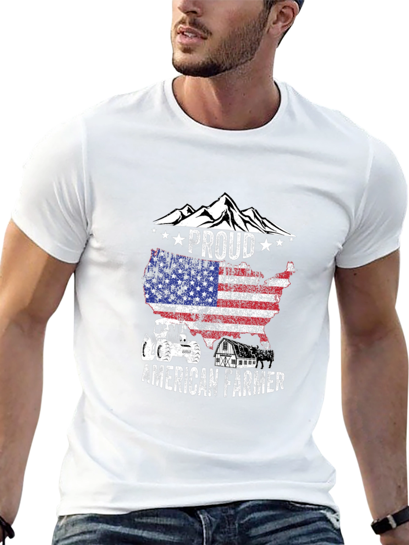 Proud American Farmer Graphic T-Shirt