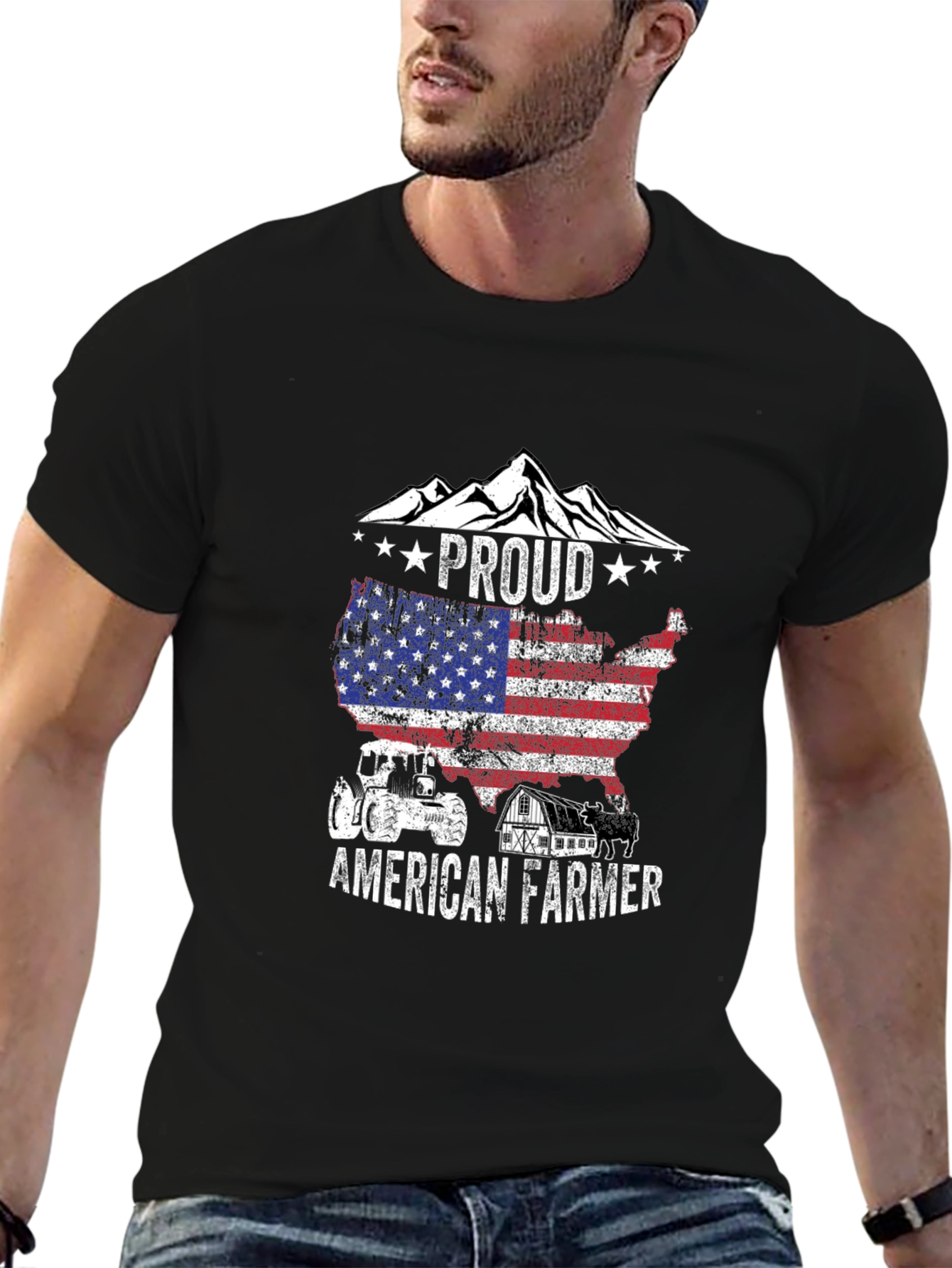 Proud American Farmer Graphic T-Shirt