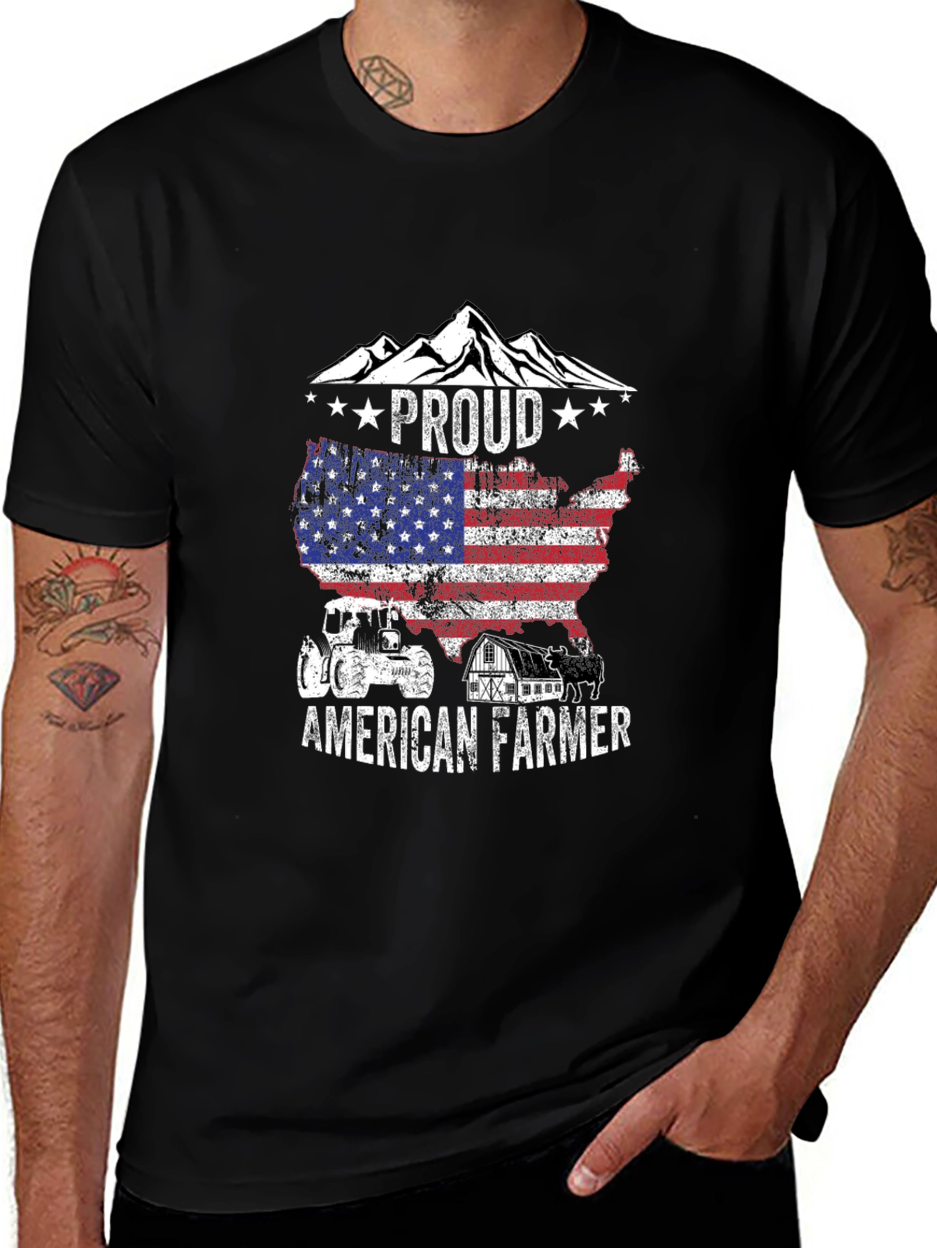 Proud American Farmer Graphic T-Shirt