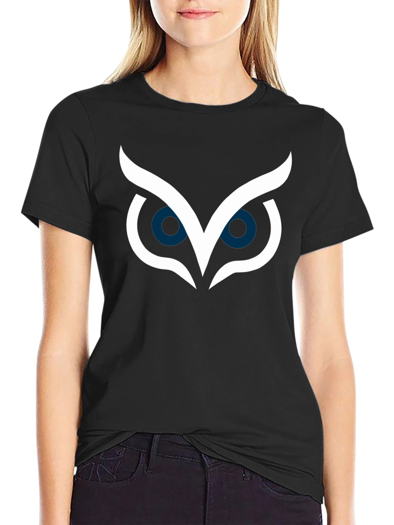 Owl Eyes Graphic Tee - Stylish Black T-Shirt