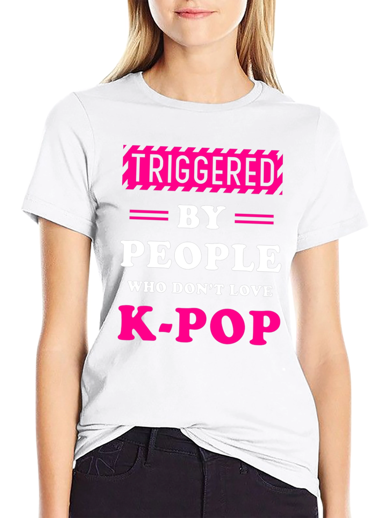 Triggered By People Who Dont Love K-Pop Black T-Shirt
